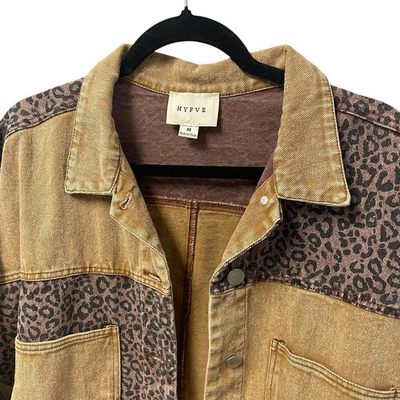 Hyfve Button Up Animal Print Contrast Denim Jacket Womens Medium - Picture 5 of 7